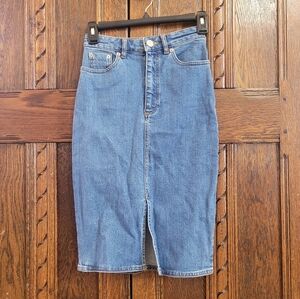 ASOS Denim High Rise Midi Skirt